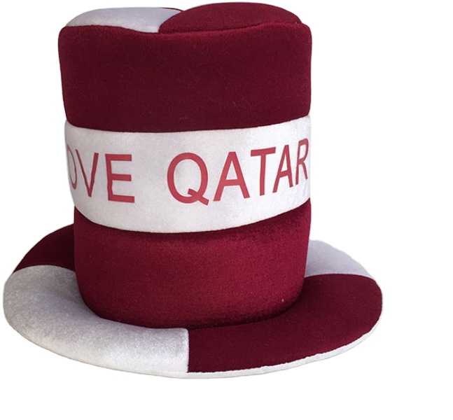 Flagnshow مصنع بالجملة مخصص كأس العالم لكرة القدم المخملية قبعة مشجعي كرة القدم قطر 